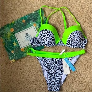Cupshe green and leopard bikini. Brand new!